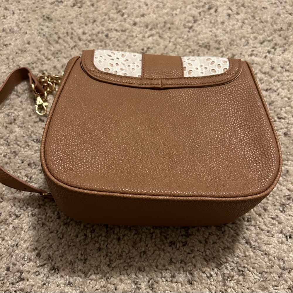 Brown and floral lace saddle bag - Picture 3 of 10